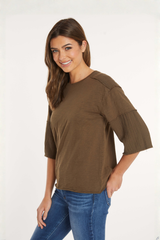 3/4 Sleeve Mix Media Tee