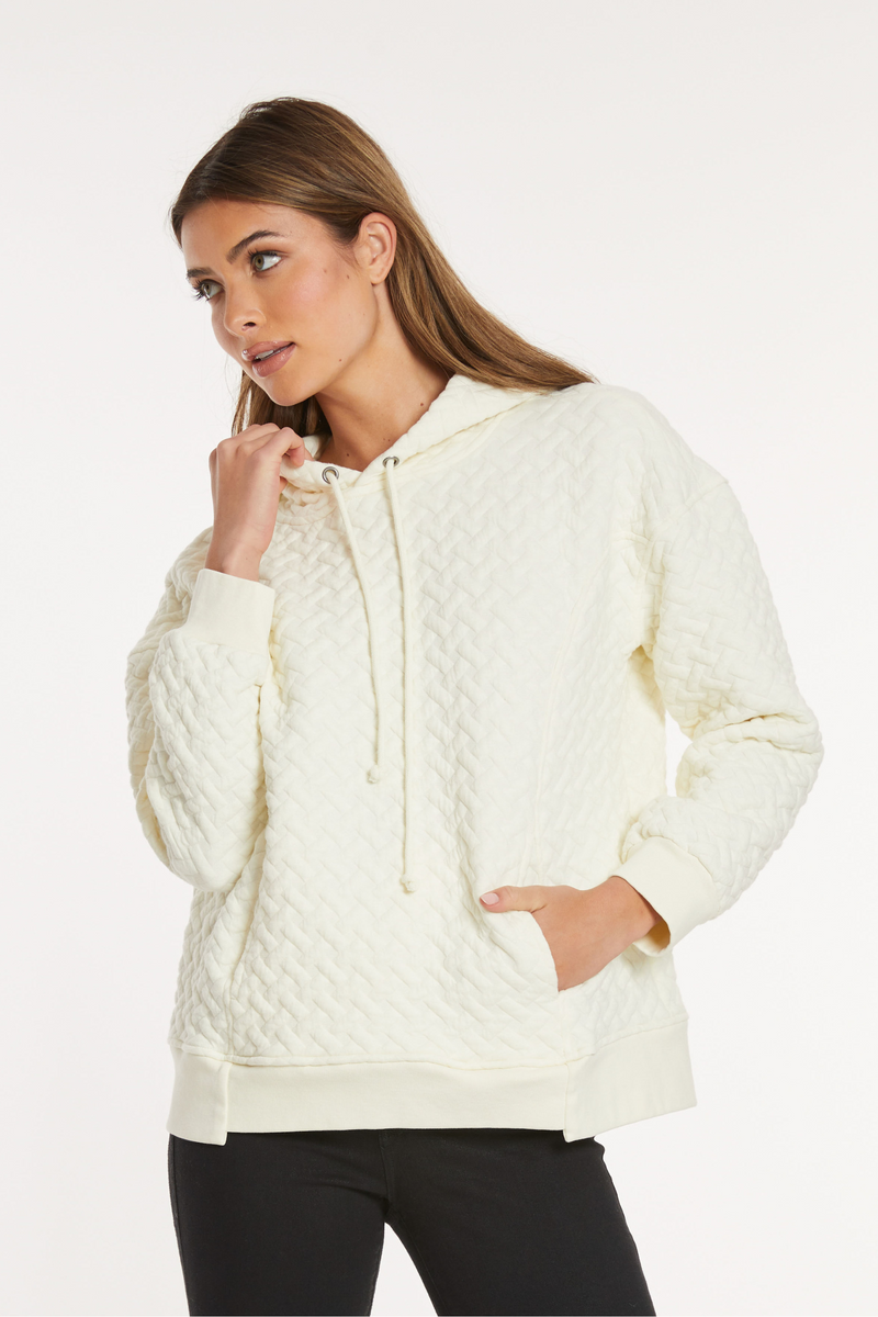 Quilted L/S Oversize Step Hem Hoodie