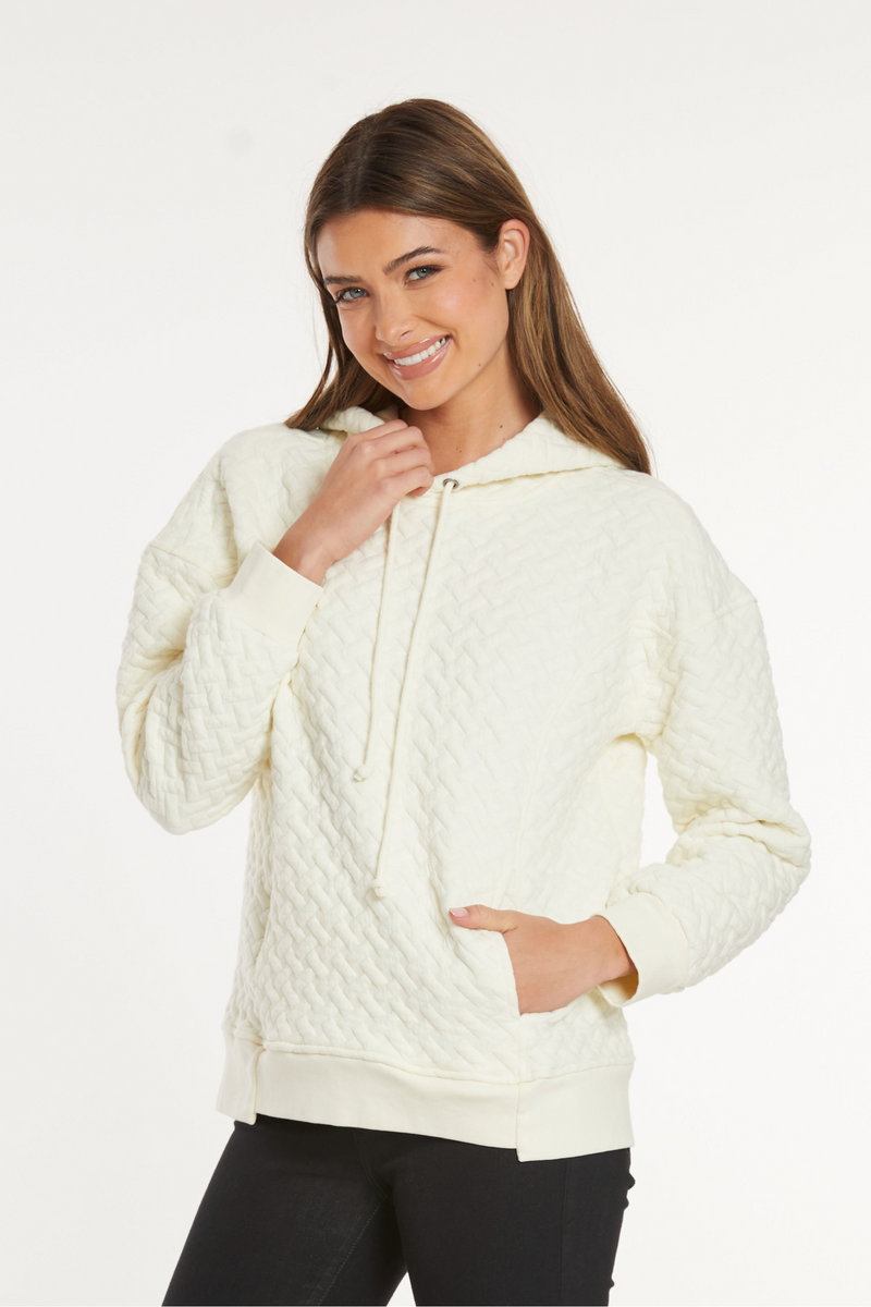 Quilted L/S Oversize Step Hem Hoodie