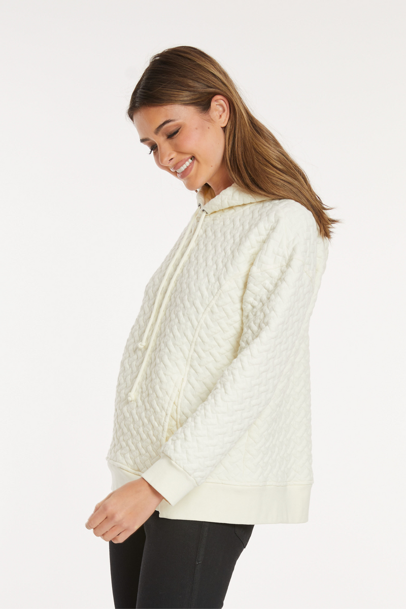 Quilted L/S Oversize Step Hem Hoodie