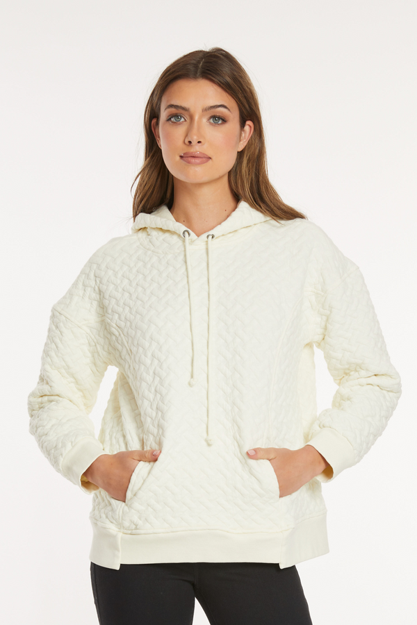 Quilted L/S Oversize Step Hem Hoodie