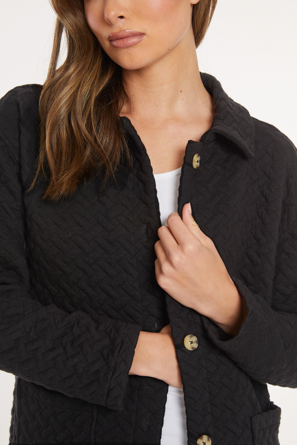 Quilted L/S Cardigan w/ button