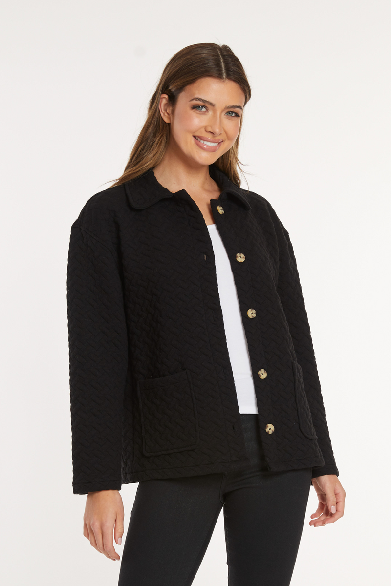 Quilted L/S Cardigan w/ button