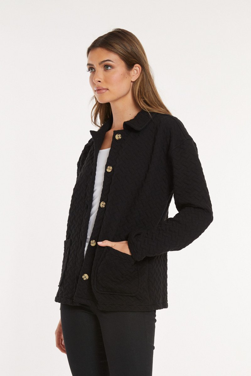 Quilted L/S Cardigan w/ button