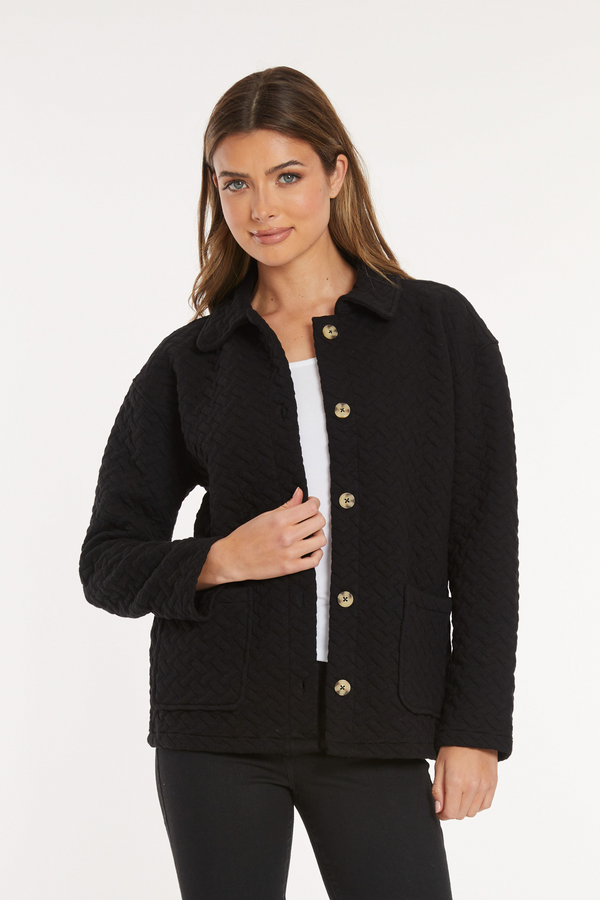 Quilted L/S Cardigan w/ button