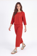 3/4 Sleeve Open Neck Swing Top