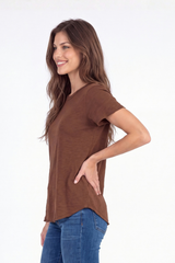 Crew Neck Tee w/ curve hem
