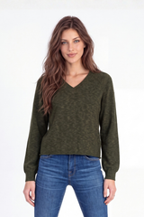 L/S Open V-Neck Sweater