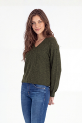 L/S Open V-Neck Sweater