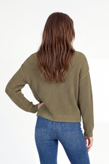 L/S V-Neck Mix Stitch Sweater