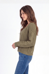 L/S V-Neck Mix Stitch Sweater