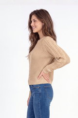 L/S Crew Cable Sleeves Sweater