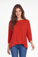 3/4 Sleeve Mix Media Boxy Top