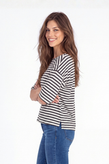 Elbow Sleeve Boatneck Crop Top