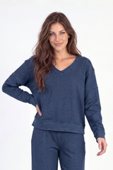 L/S Open V-Neck Crop Top