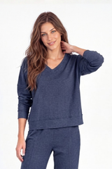 L/S Open V-Neck Crop Top