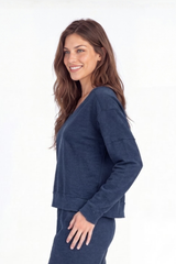 L/S Open V-Neck Crop Top