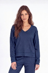 L/S Open V-Neck Crop Top