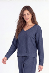 L/S Open V-Neck Crop Top