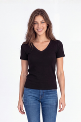 S/S V-Neck Rib
