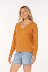 L/S Open V-neck Crop Top