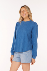 L/S Shirred Crew Top
