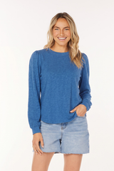 L/S Shirred Crew Top