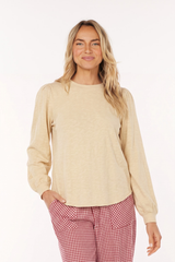 L/S Shirred Crew Top
