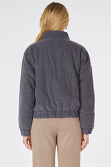 Quilted Long Sleeve Snap-up Bomber Jacket