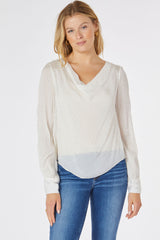 Long Sleeve Crapped Neck Swing Top