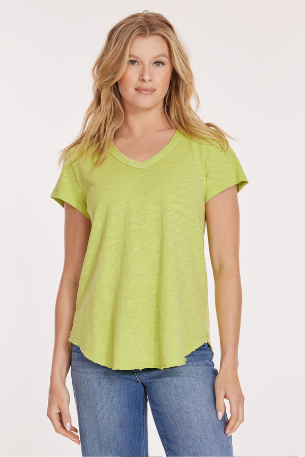 V-Neck Tee w/ Curve Hem