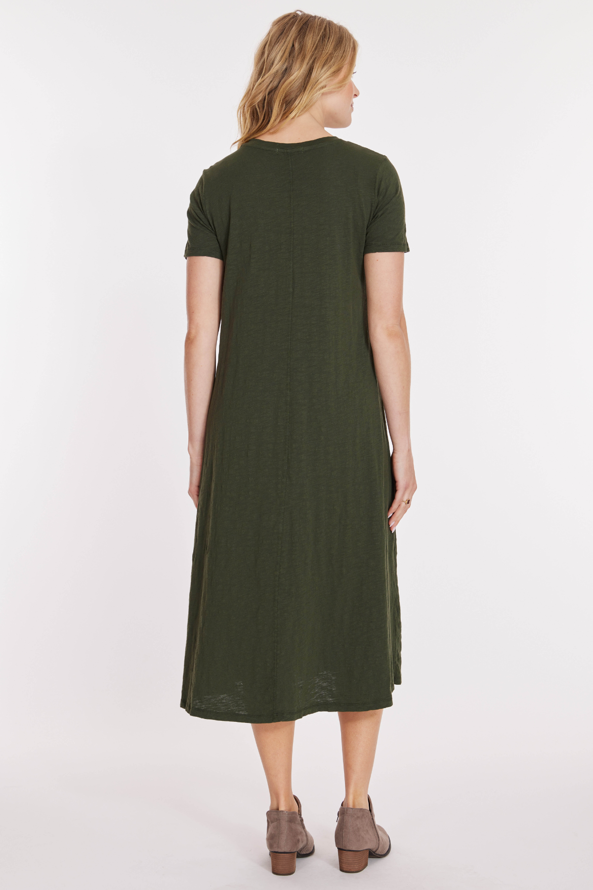 Half Sleeve Split Neck Long Dress w/ One Side Front Slit – mododoc