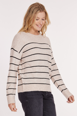 L/S Cropped Crew Stripe Sweater