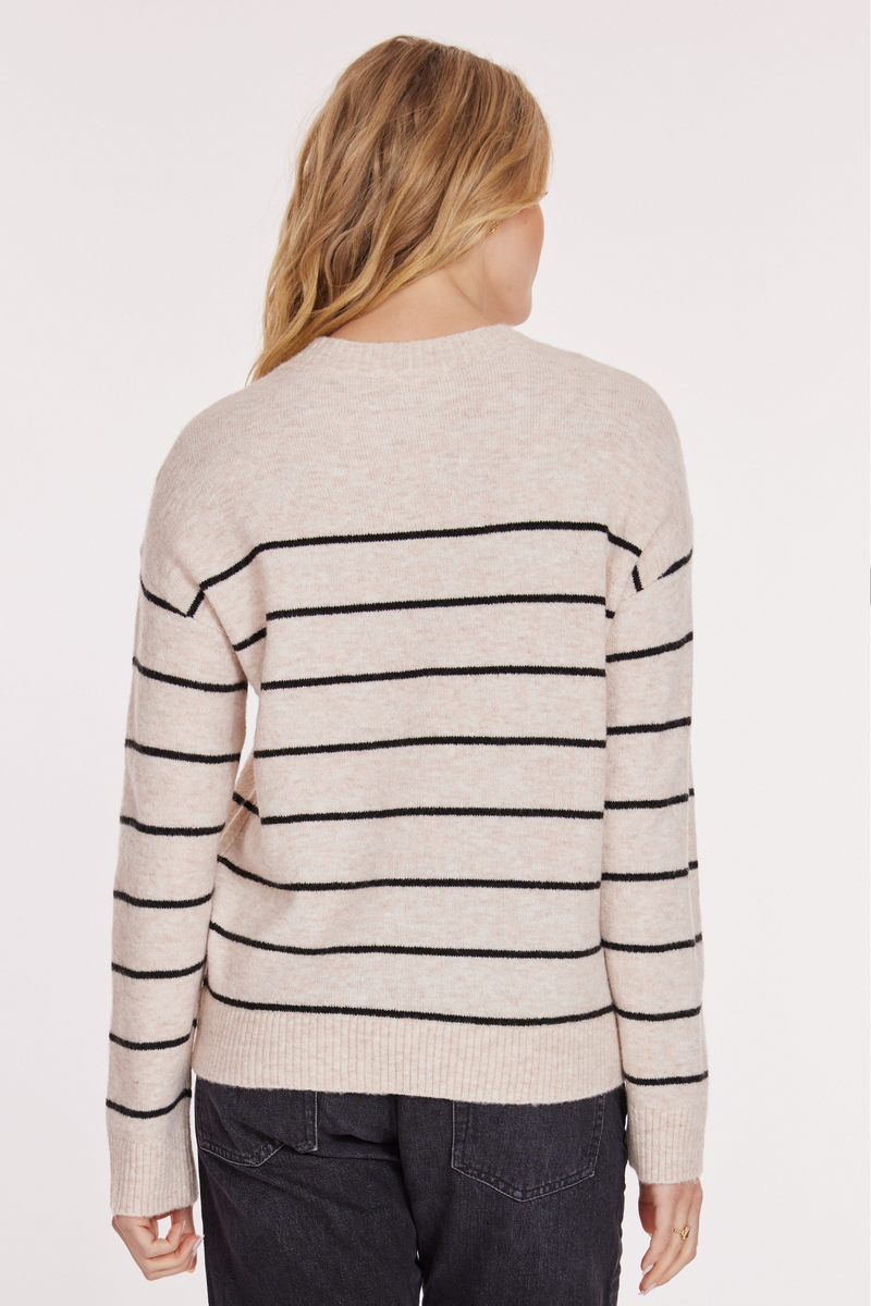 L/S Cropped Crew Stripe Sweater