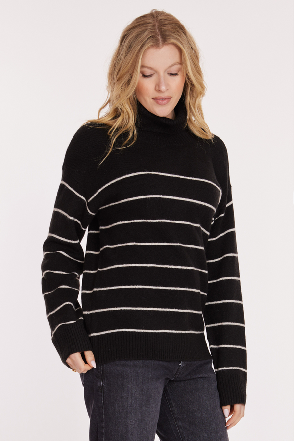 L/S Cropped Turtle Stripe Sweater