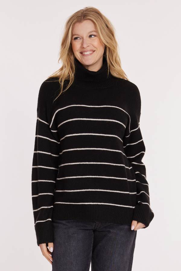 L/S Cropped Turtle Stripe Sweater