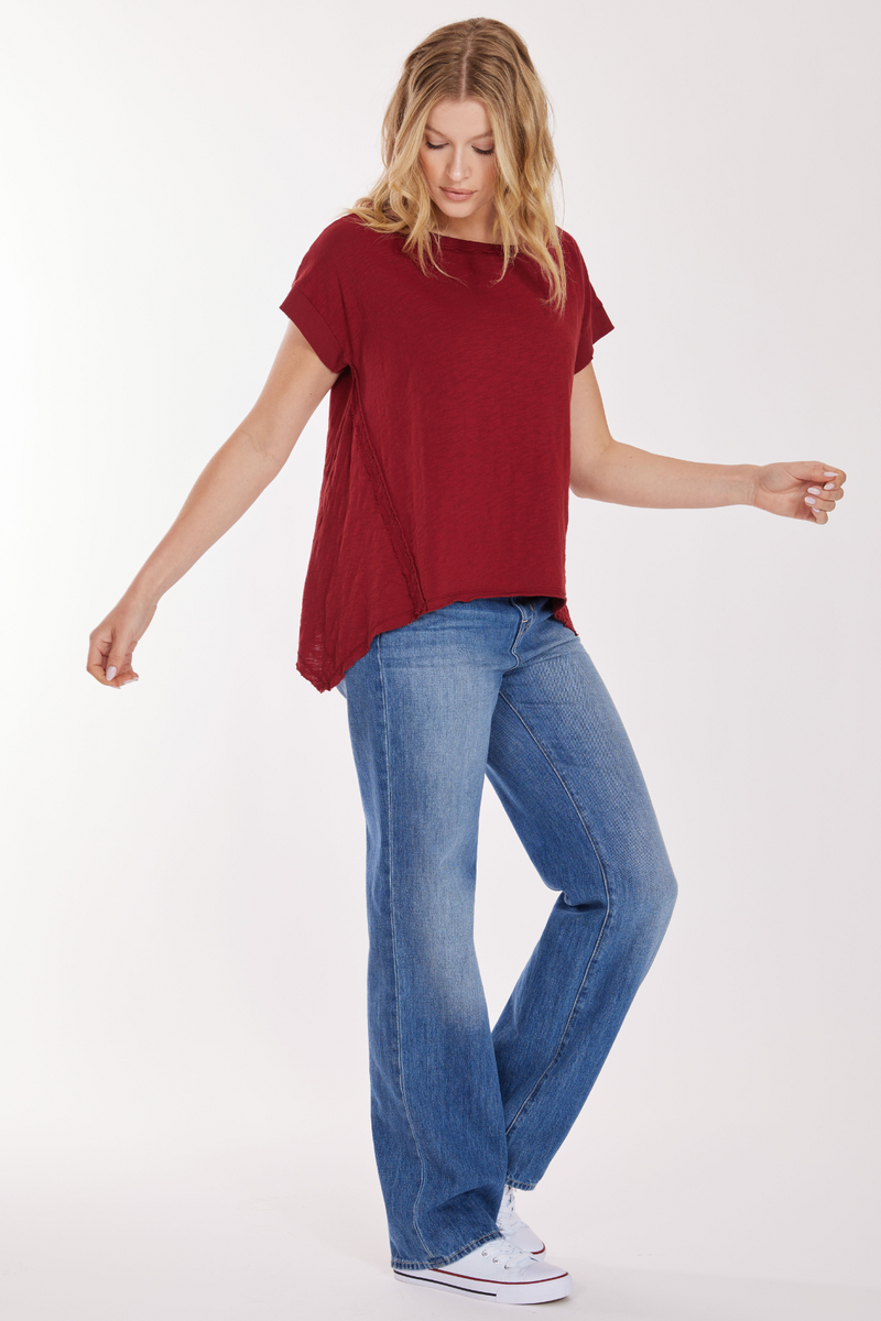 Uneven Hem S/S Dolman Top