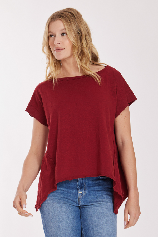 Uneven Hem S/S Dolman Top