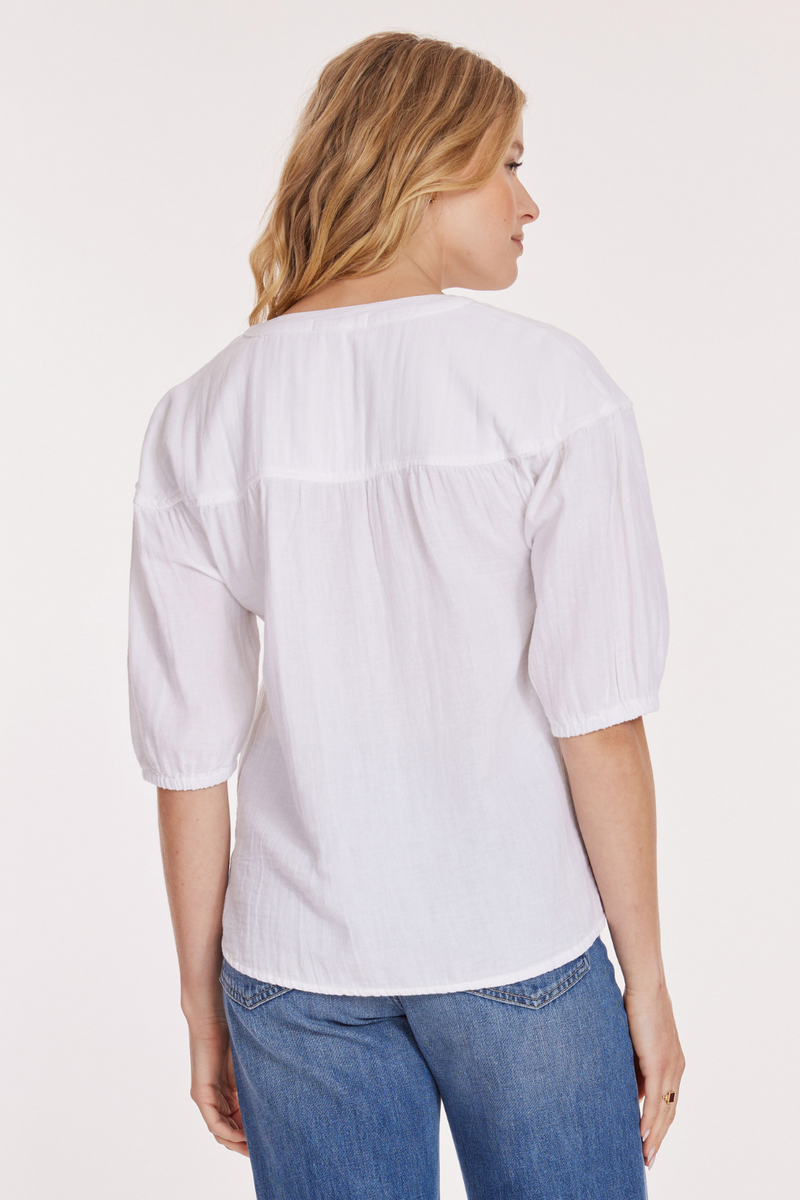 Half-Sleeve Shirred Yoke Top