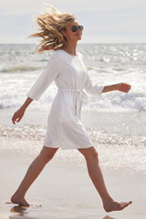 Gathered Waist Crew Mini Dress