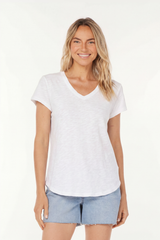 V-Neck Tee w/ curve hem