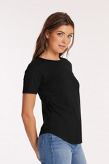 Half Sleeve Side Pleats Asymmetric Hem Top