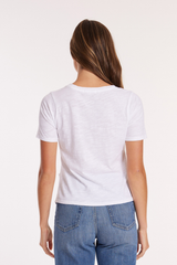 Half Sleeve Side Pleats Asymmetric Hem Top