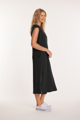 Cap Sleeve Column Dress w/ Side Slits