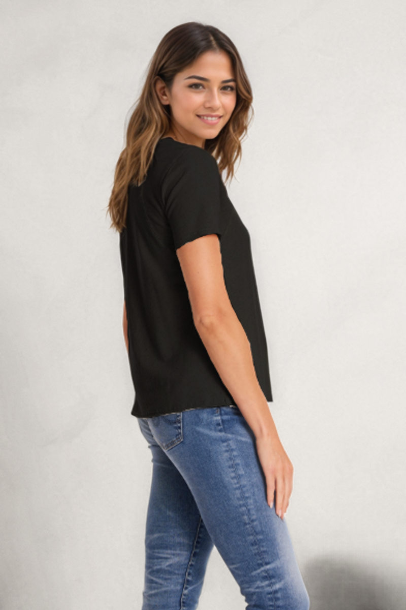 Cap Sleeve Open Crew Slim Tee