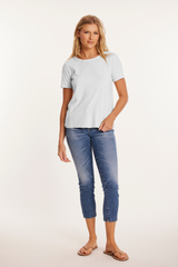 Cap Sleeve Open Crew Slim Tee