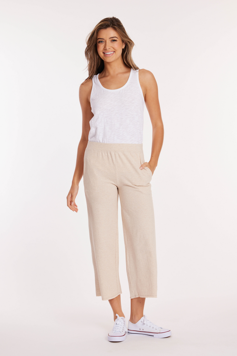 Cropped Easy Fit Drawstring Pants