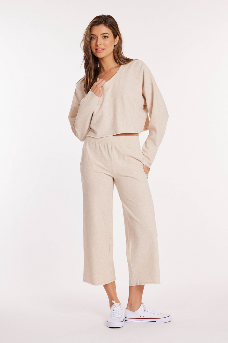 Cropped Easy Fit Drawstring Pants