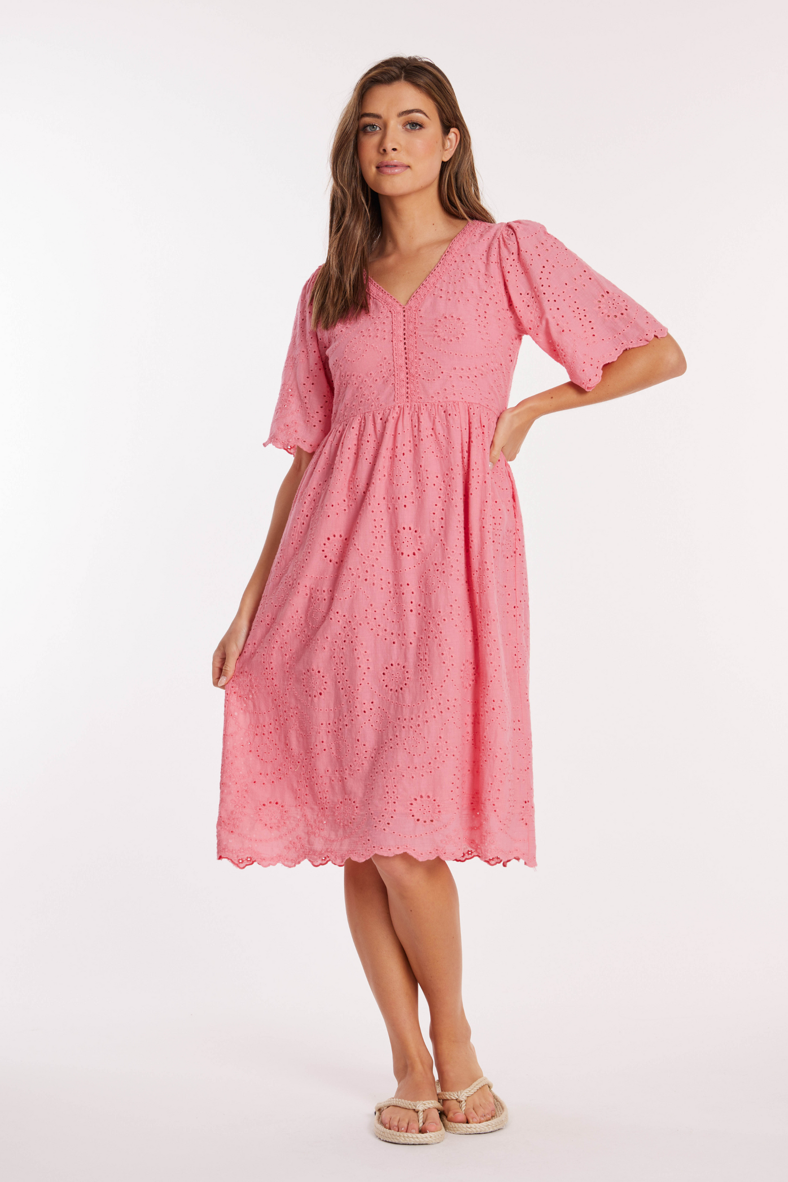 Flowy Elbow Sleeves Midi Lace Dress mododoc Los Angeles Flowy Elbow Sleeves Midi Lace Dress mododoc Los Angeles
