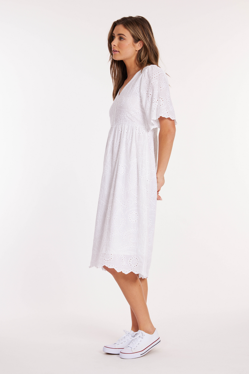 Flowy Elbow Sleeves Midi Lace Dress mododoc Los Angeles Flowy Elbow Sleeves Midi Lace Dress mododoc Los Angeles